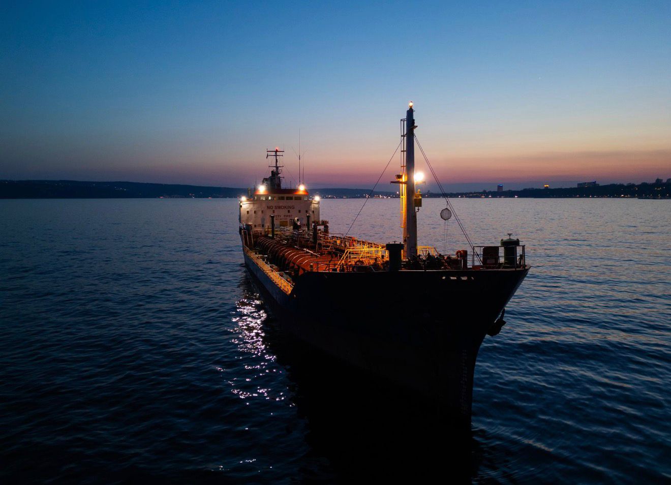 Maritime operations at dusk
